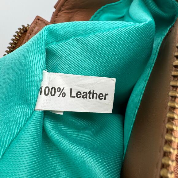 NWT Jack Rogers Bianca 100% Leather Tote Bag Brown Dual Braided Straps *Flaw* - Picture 10 of 13